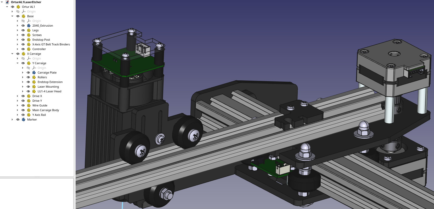 Model with Parts Axially Isolated